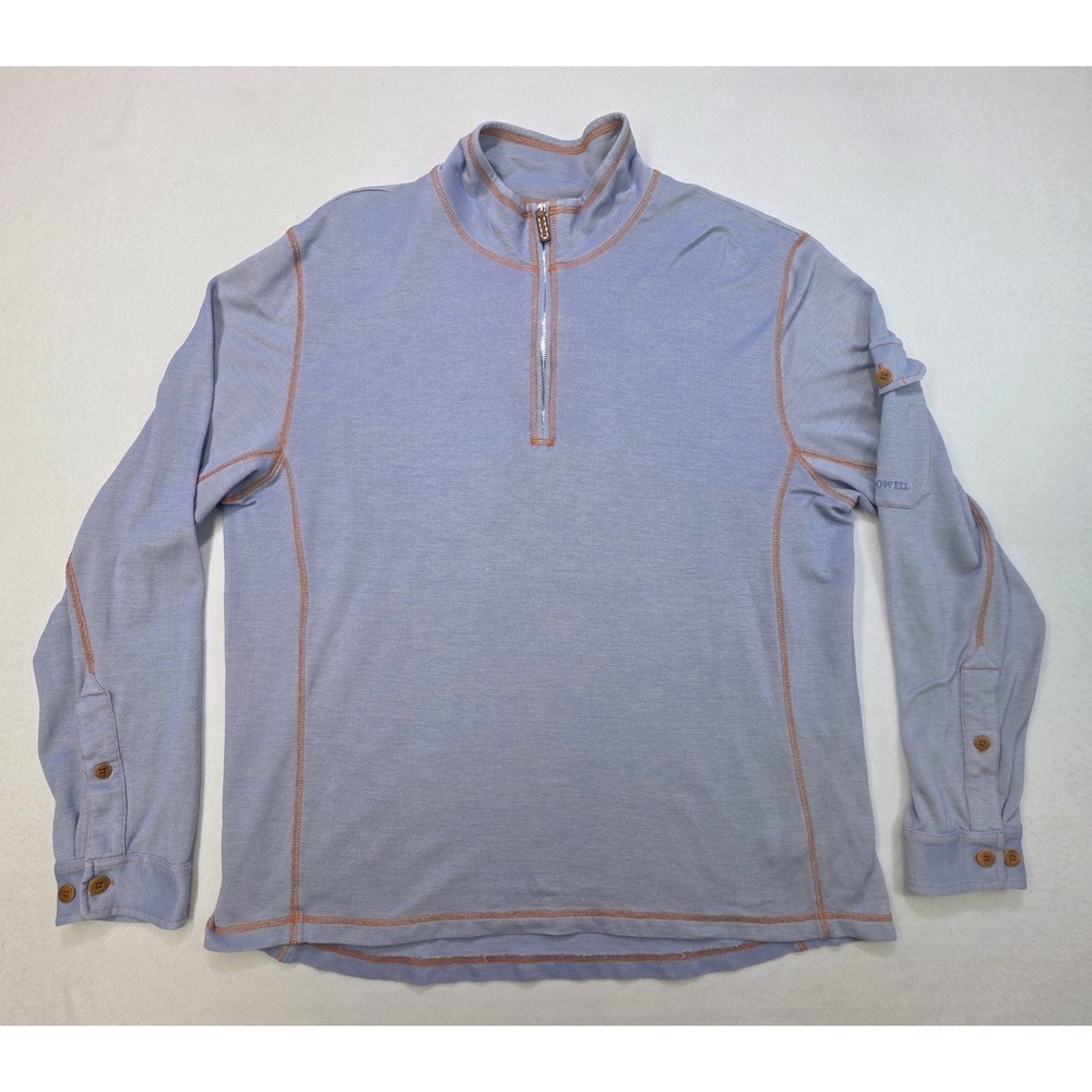 J.L. Powell Pullover Shirt Pullover Men's XL Blue 1/4 Zip Sleeve Pocket - Picture 2 of 12